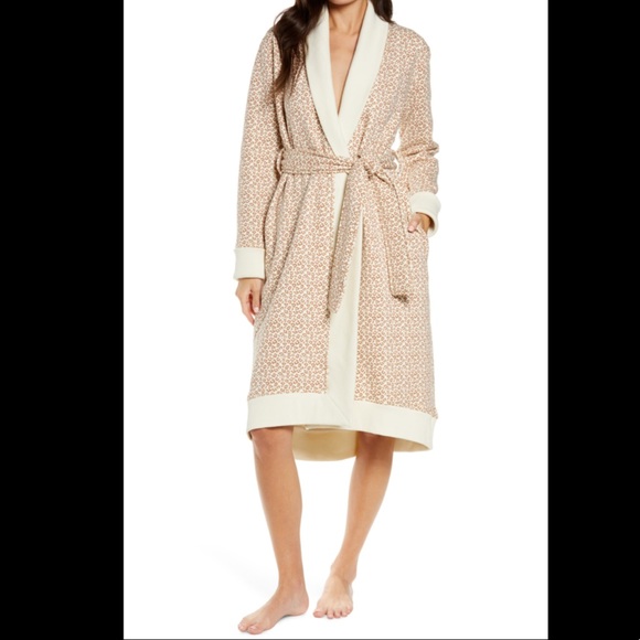 NWT UGG Karoline Fleece Robe In Natural Micro Leopard - size XS - Picture 2 of 2
